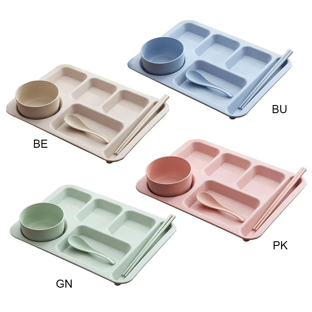 Student Meal Plate Dinner Set – Plate, Bowl, Spoon, and Chopsticks - HeabitLife
