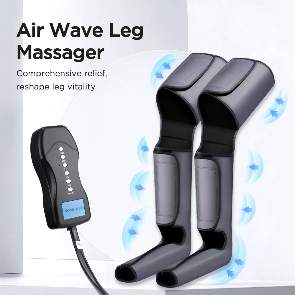 Electric Air Pressure Leg Massager – Shiatsu Airbag Calf & Foot Massage with Heat