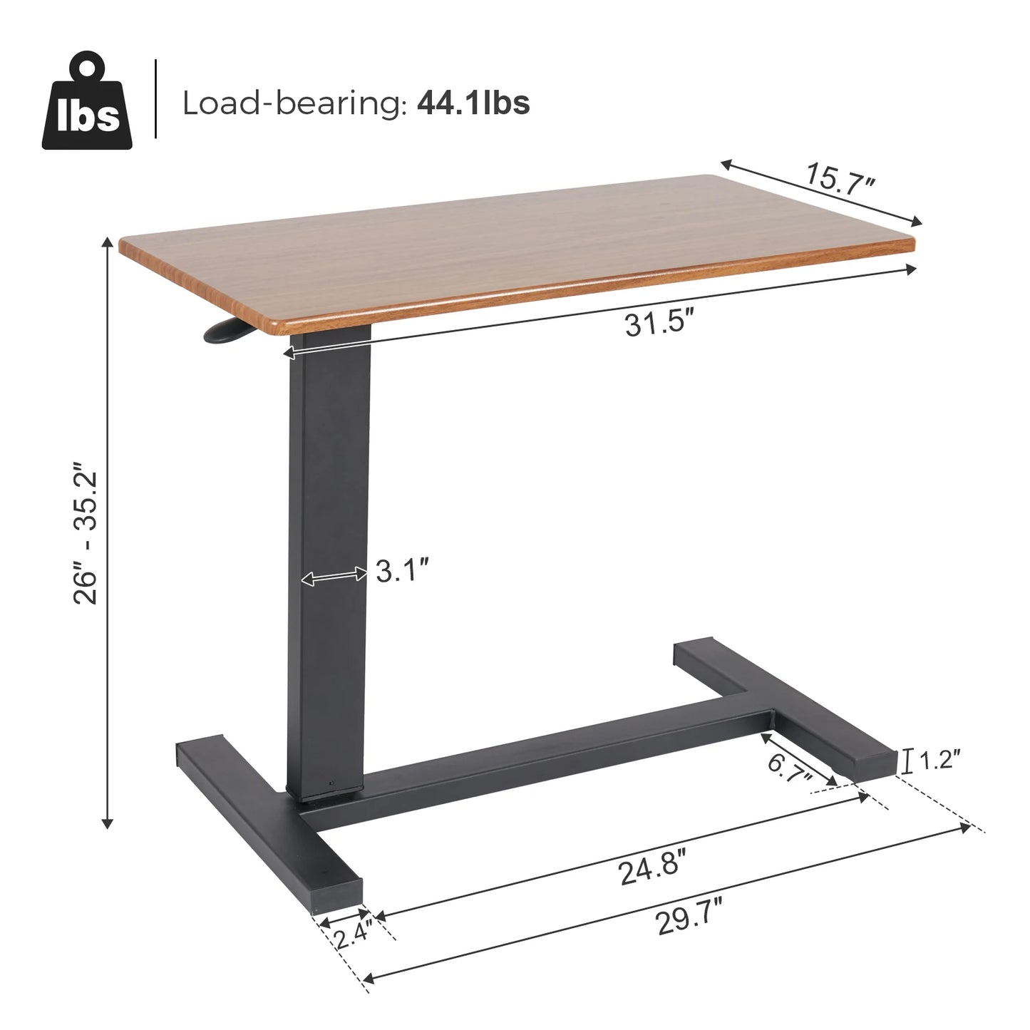 Adjustable Rolling Overbed Table – Bedside Laptop Desk & Food Tray