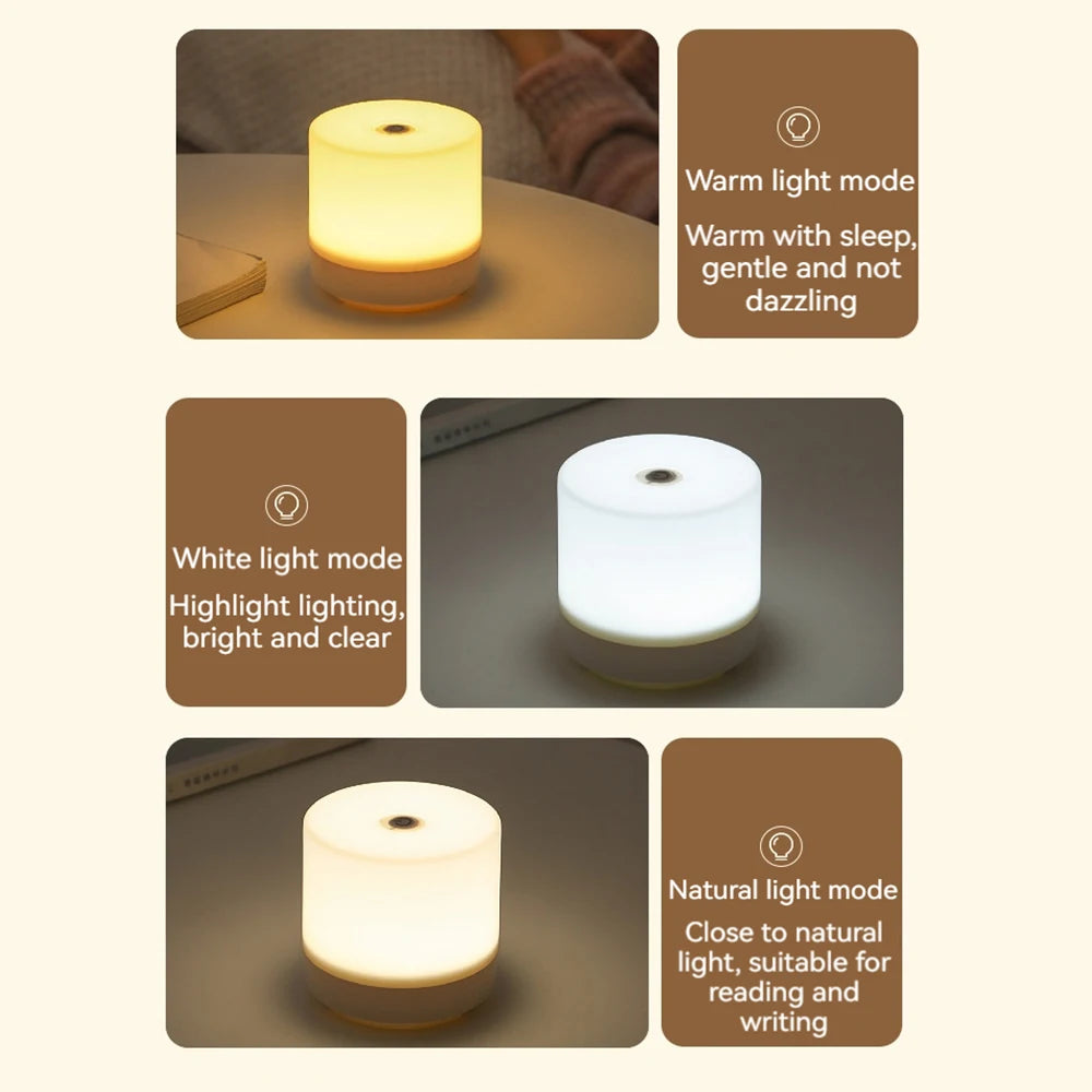 Touch Rechargeable LED Night Light with 3 Colors & USB Dimming - HeabitLife