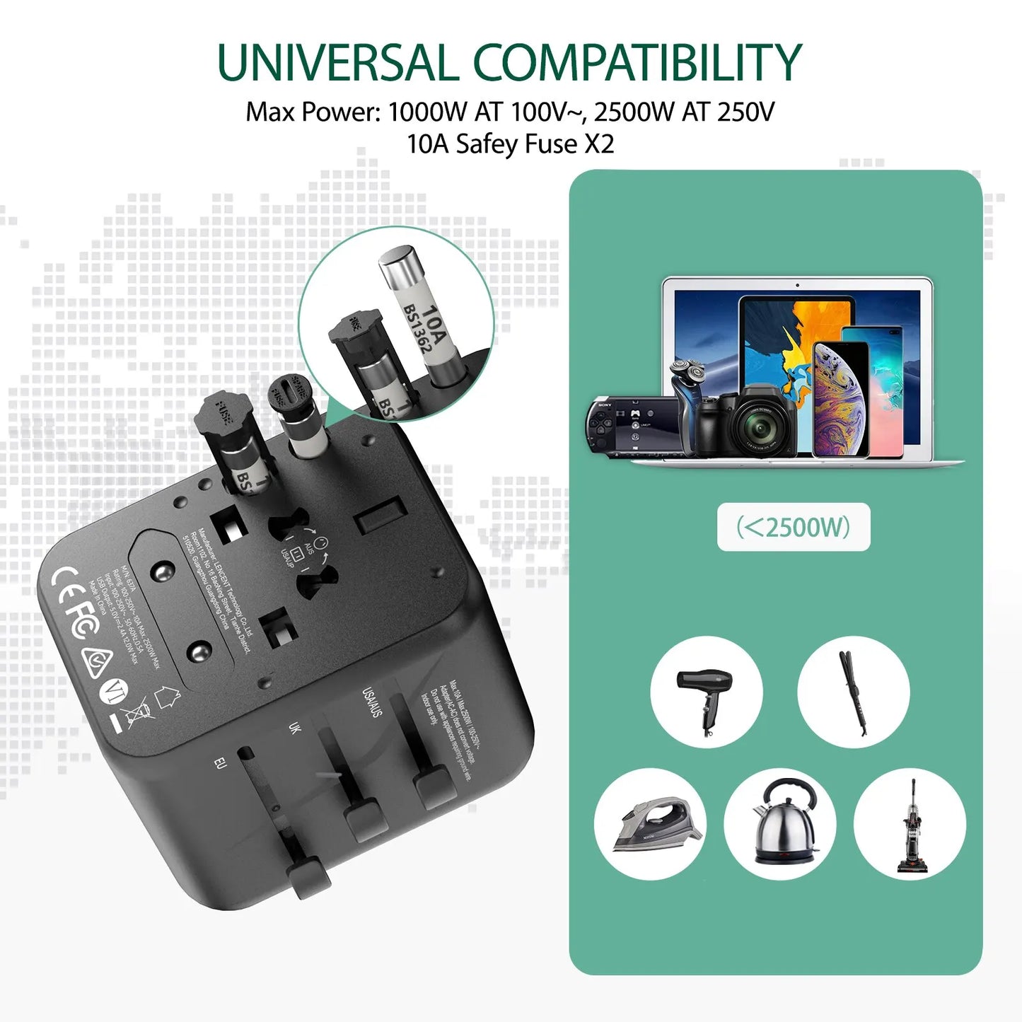 International EU/UK/USA/AUS Travel Adapter - HeabitLife