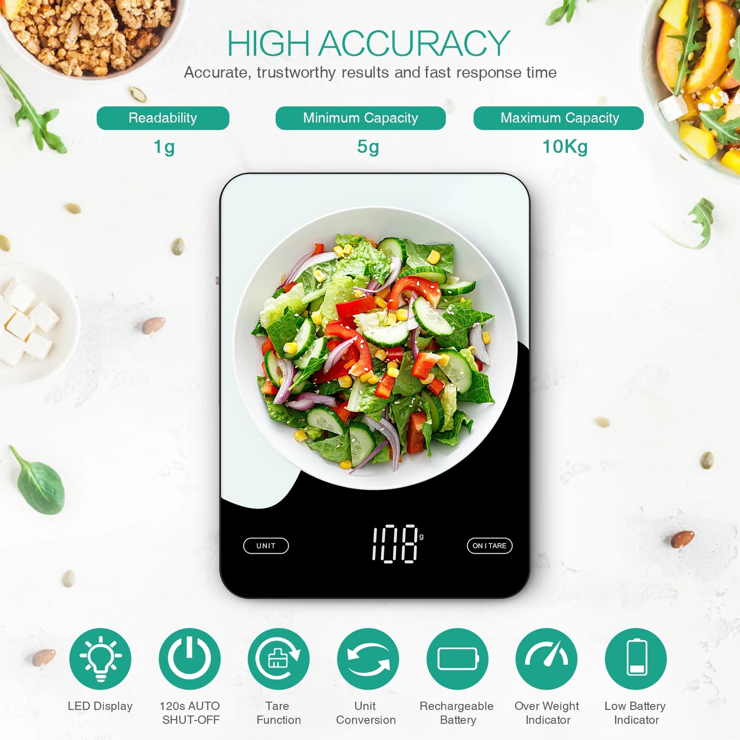 Rechargeable Digital Food Scale With Nutrition Calculator App - HeabitLife