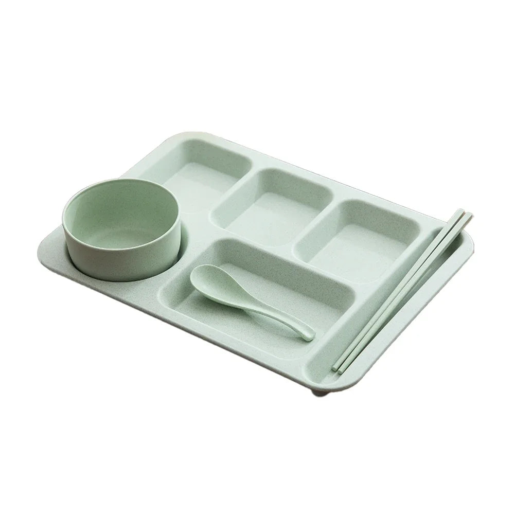Student Meal Plate Dinner Set – Plate, Bowl, Spoon, and Chopsticks - HeabitLife
