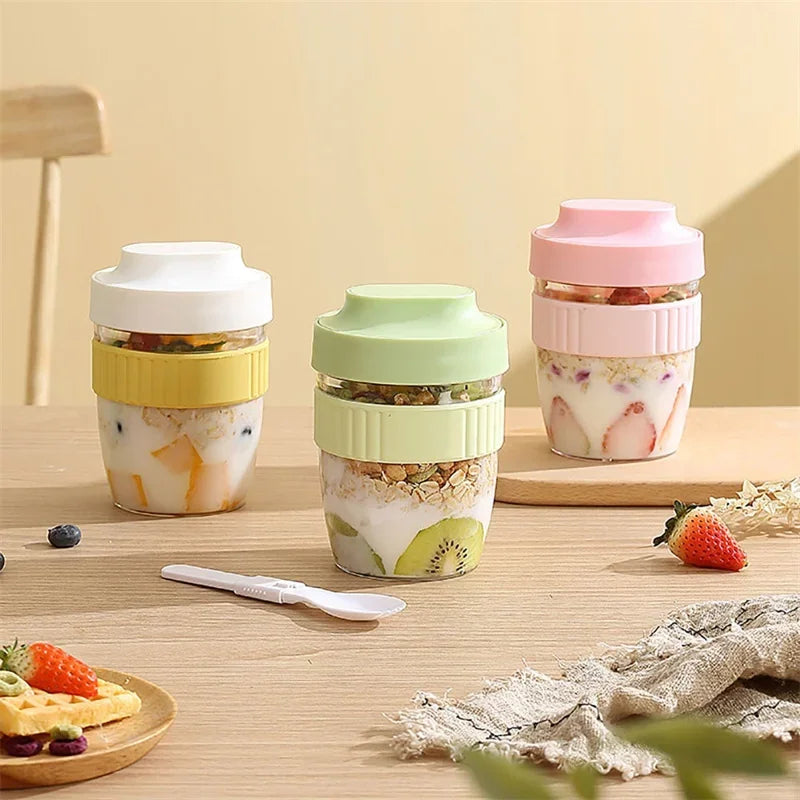 480/570ml Portable Breakfast Cup with Spoon – Oatmeal, Yogurt, and Salad Container