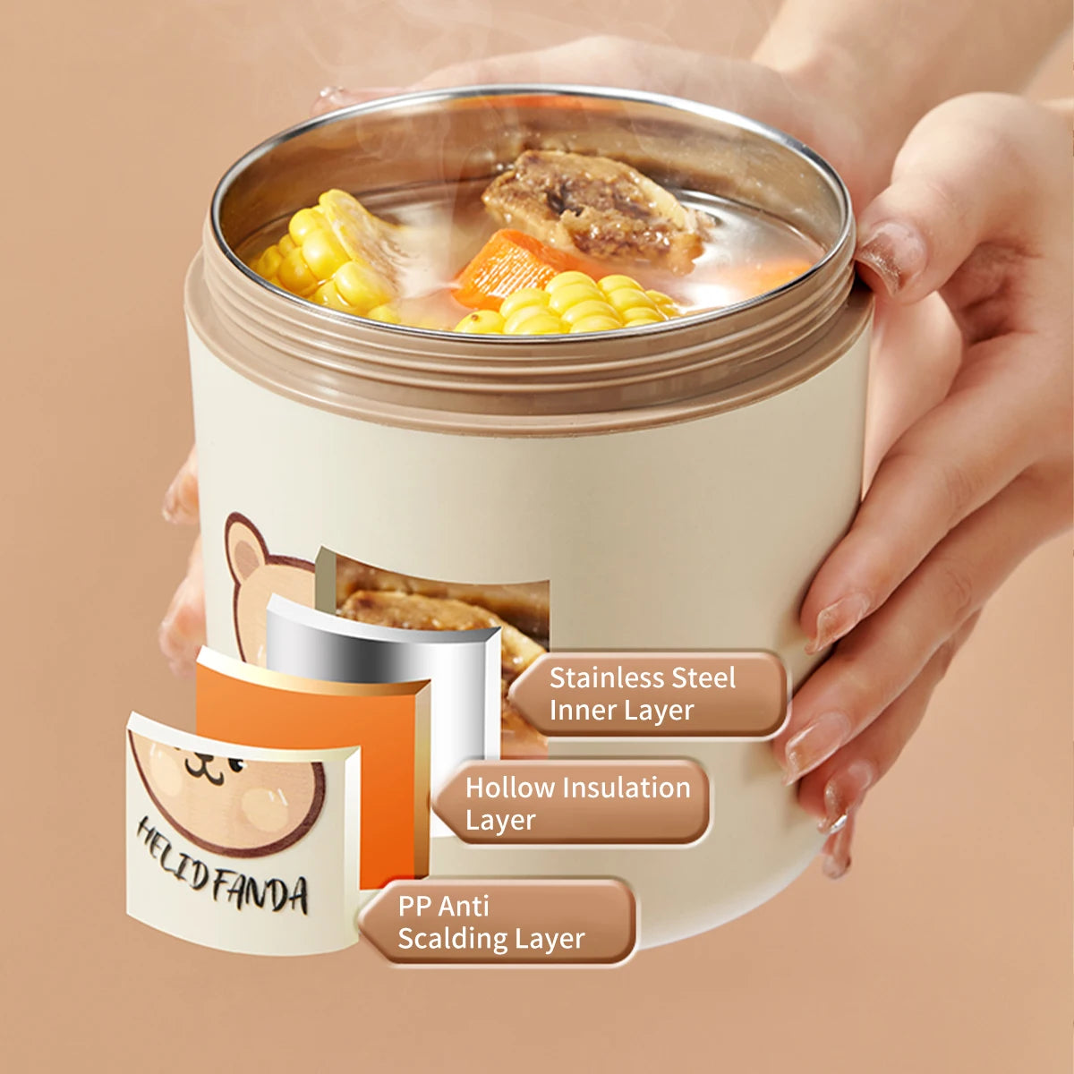 Stainless Steel Thermal Bento Lunch Box – Cute Insulated Food Container