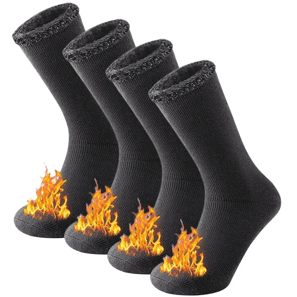 Extra-Warm Winter Thermal Socks – Insulated Cold Weather Crew Socks (2 Pairs Pack)