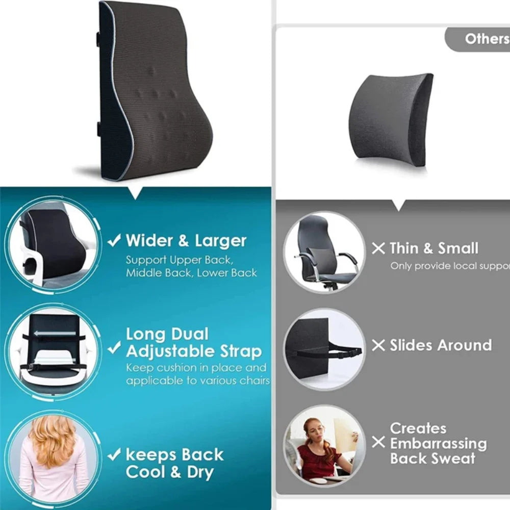 Car Office Home Memory Foam Lumbar Support Cushion - HeabitLife