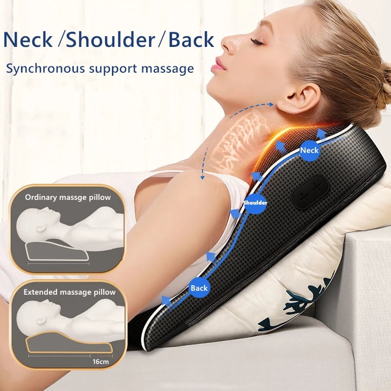 Electric Shiatsu Neck & Back Massager – Heating & Vibrating Massage Pillow