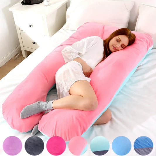 Soft Fleece U-Shaped Pregnancy Support Pillow – All-in-One Maternity Comfort - HeabitLife
