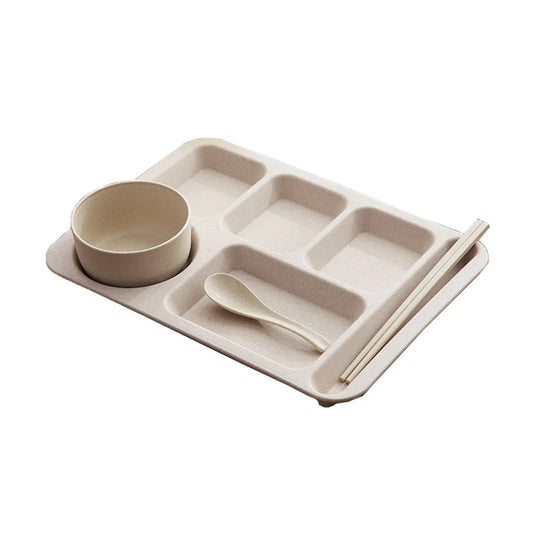 Student Meal Plate Dinner Set – Plate, Bowl, Spoon, and Chopsticks - HeabitLife