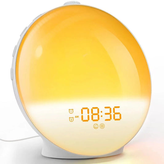Sunrise Alarm Clock with Color-Changing Night Light & FM Radio – Wake Up Naturally & In Style - HeabitLife