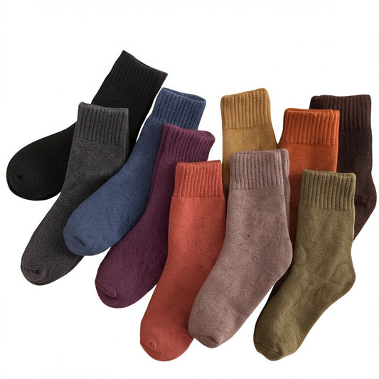 Winter Women's Thick Warm Harajuku Retro Socks – Cozy 25% Wool Cotton Blend (5 Pairs)